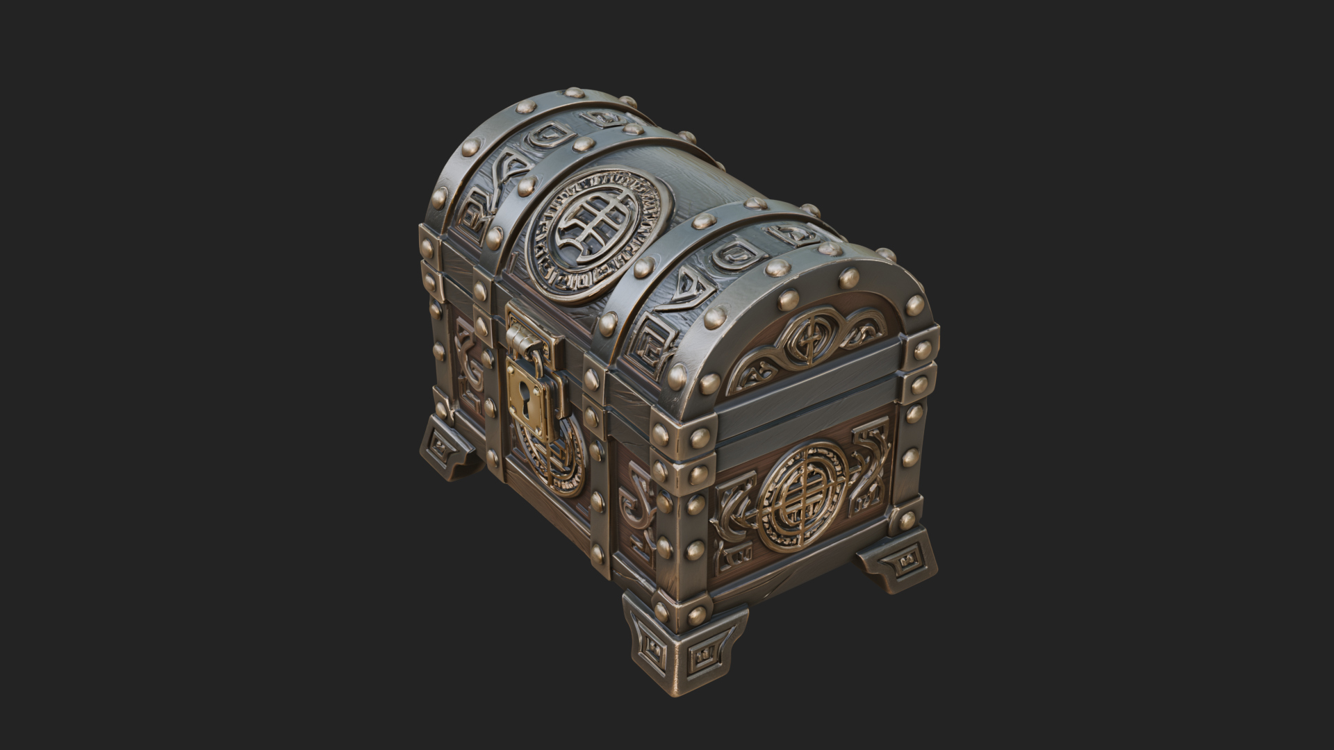 Carved Treasure Chest Model Design 7 3D Print Model 3D Model