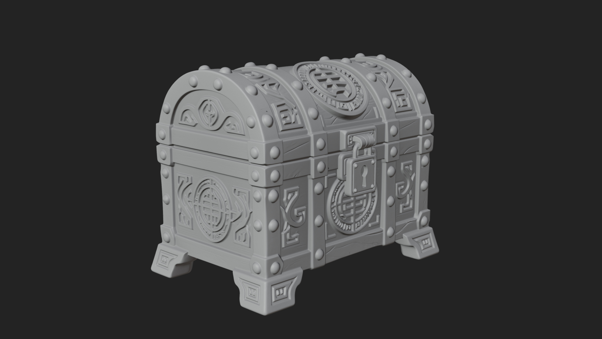 Carved Treasure Chest Model Design 7 3D Print Model 3D Model