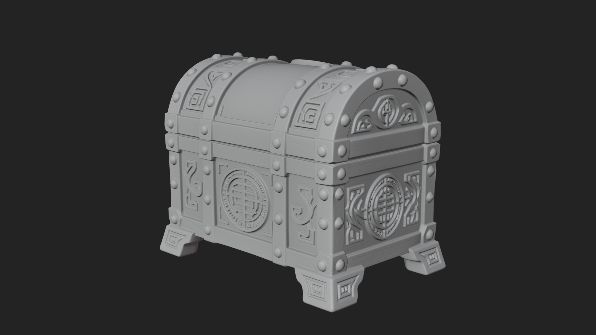 Carved Treasure Chest Model Design 7 3D Print Model 3D Model