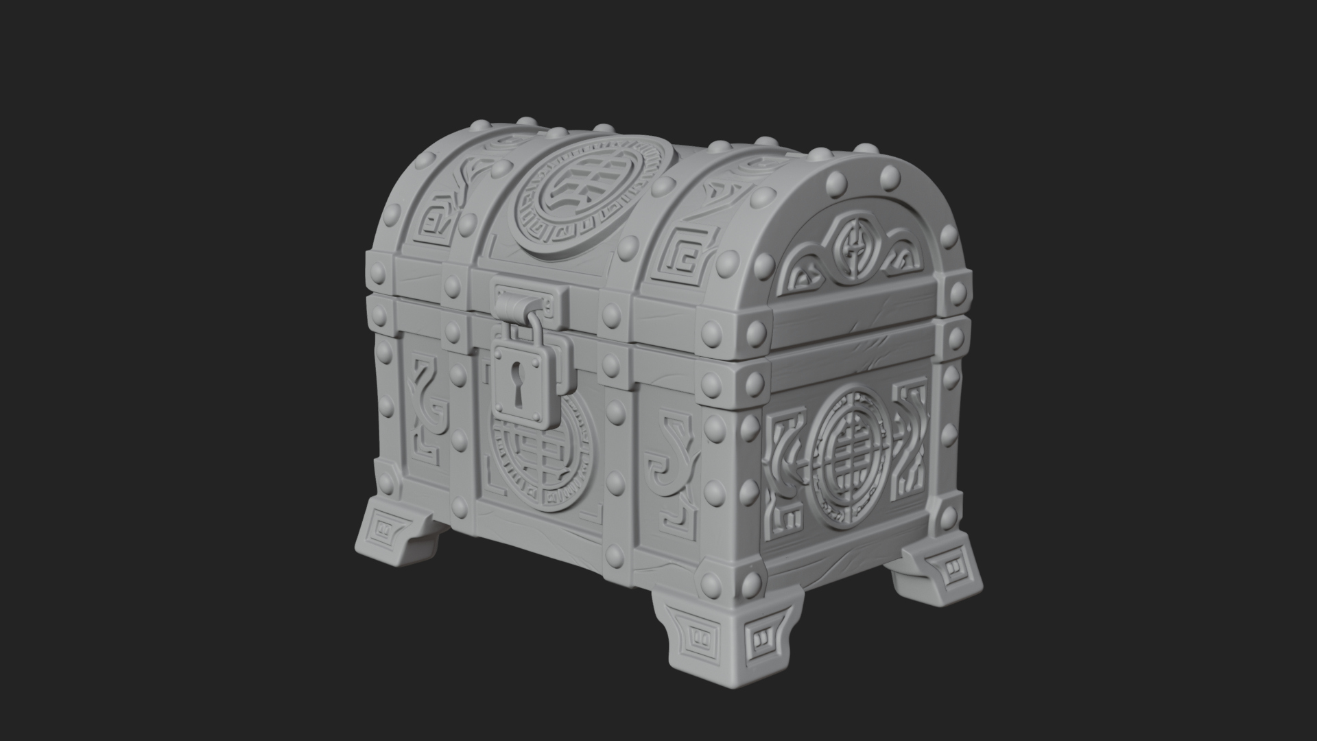 Carved Treasure Chest Model Design 7 3D Print Model 3D Model