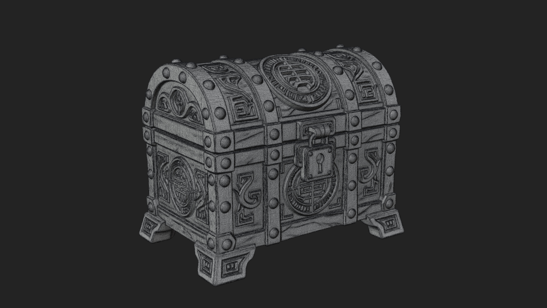 Carved Treasure Chest Model Design 7 3D Print Model 3D Model