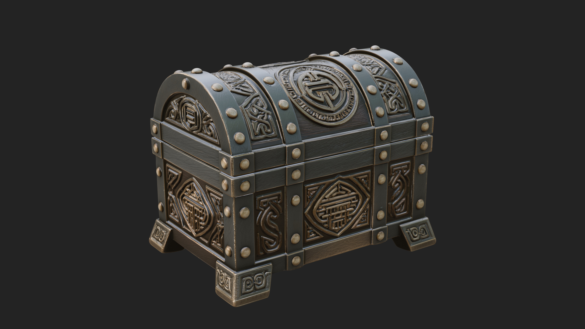 Carved Treasure Chest Model Design 8 3D Print Model 3D Model