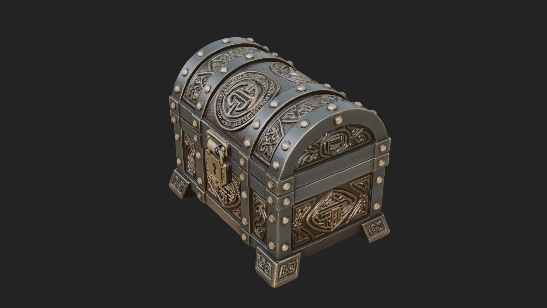 Carved Treasure Chest Model Design 8 3D Print Model 3D Model