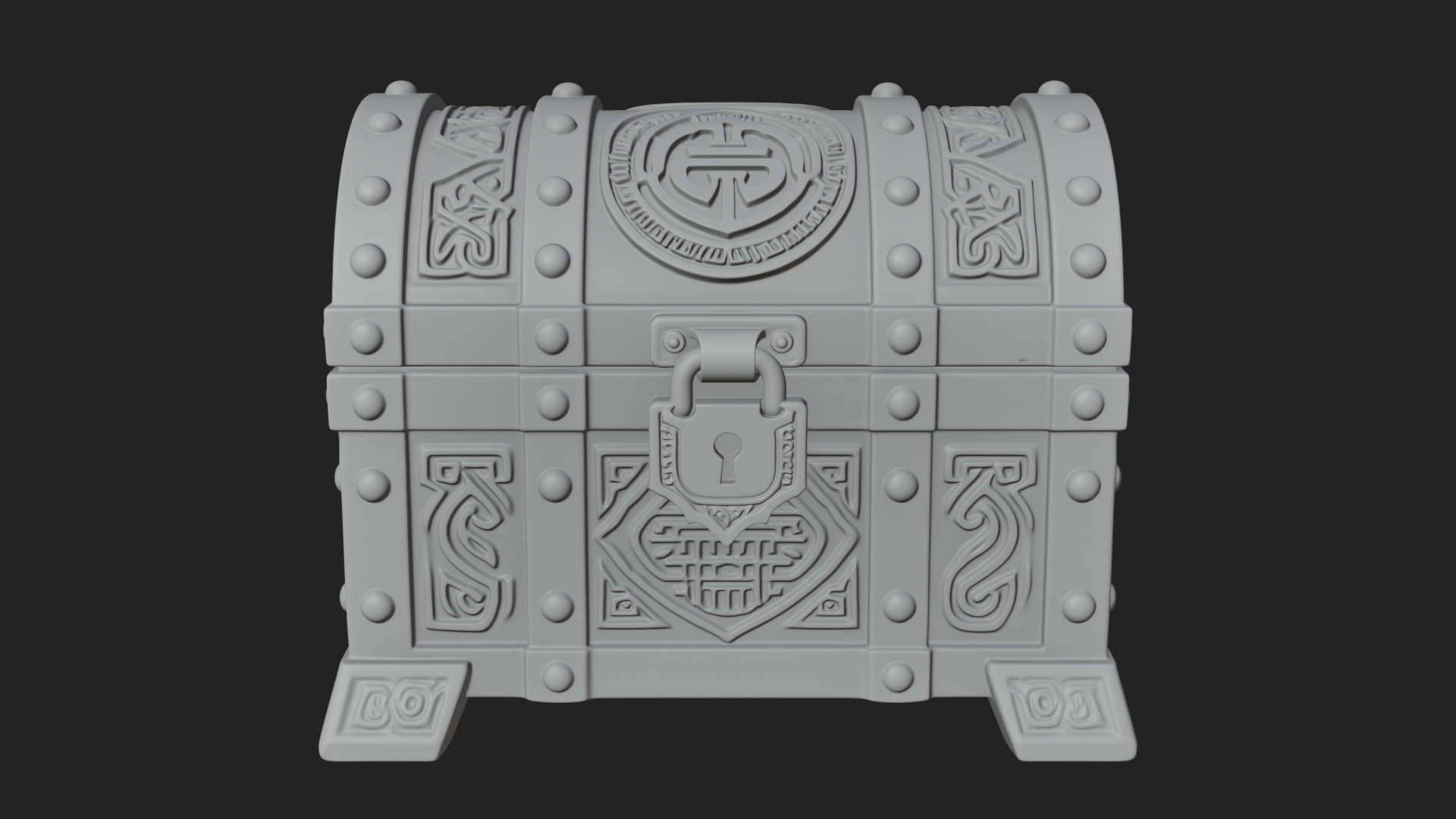 Carved Treasure Chest Model Design 8 3D Print Model 3D Model