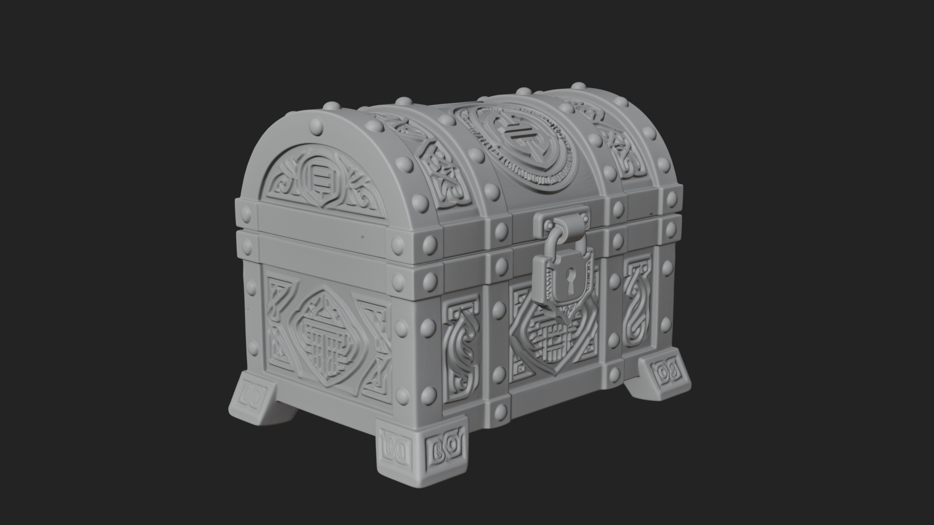 Carved Treasure Chest Model Design 8 3D Print Model 3D Model