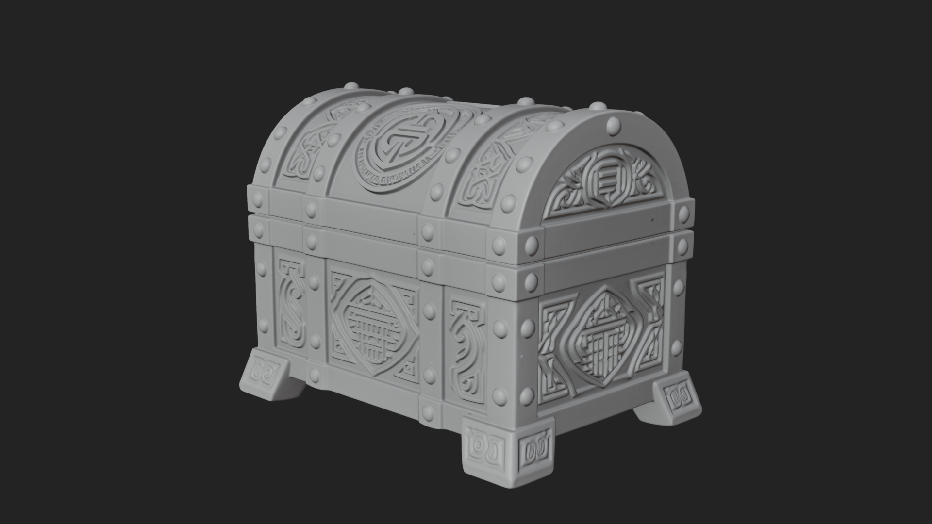 Carved Treasure Chest Model Design 8 3D Print Model 3D Model