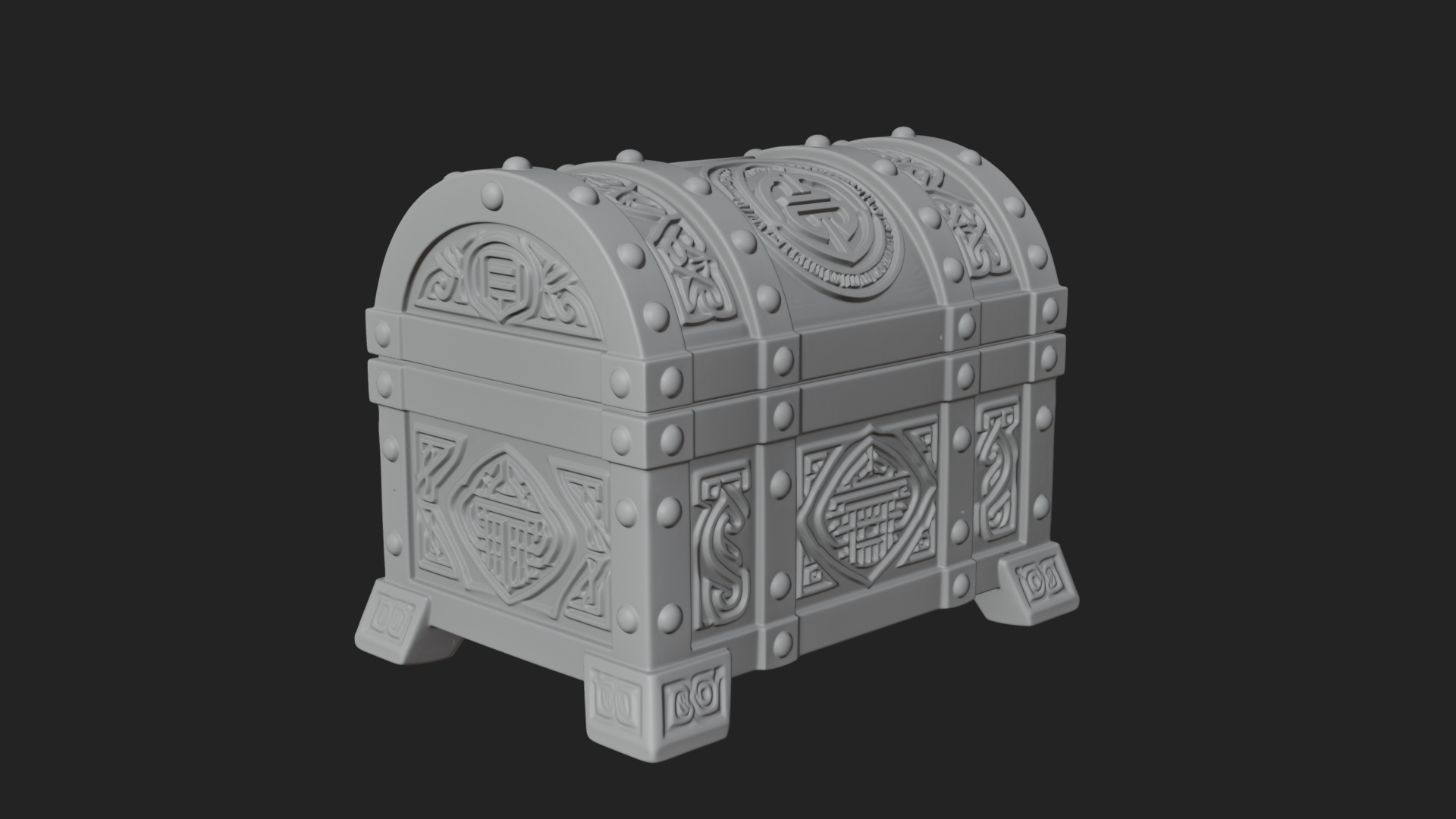 Carved Treasure Chest Model Design 8 3D Print Model 3D Model