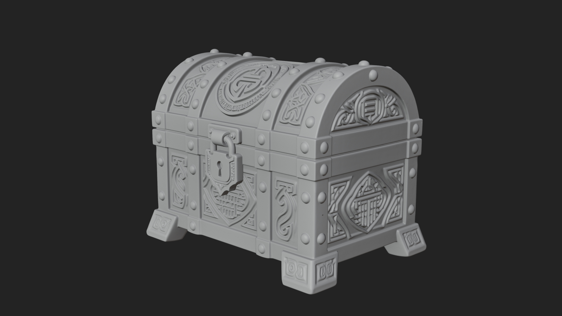 Carved Treasure Chest Model Design 8 3D Print Model 3D Model