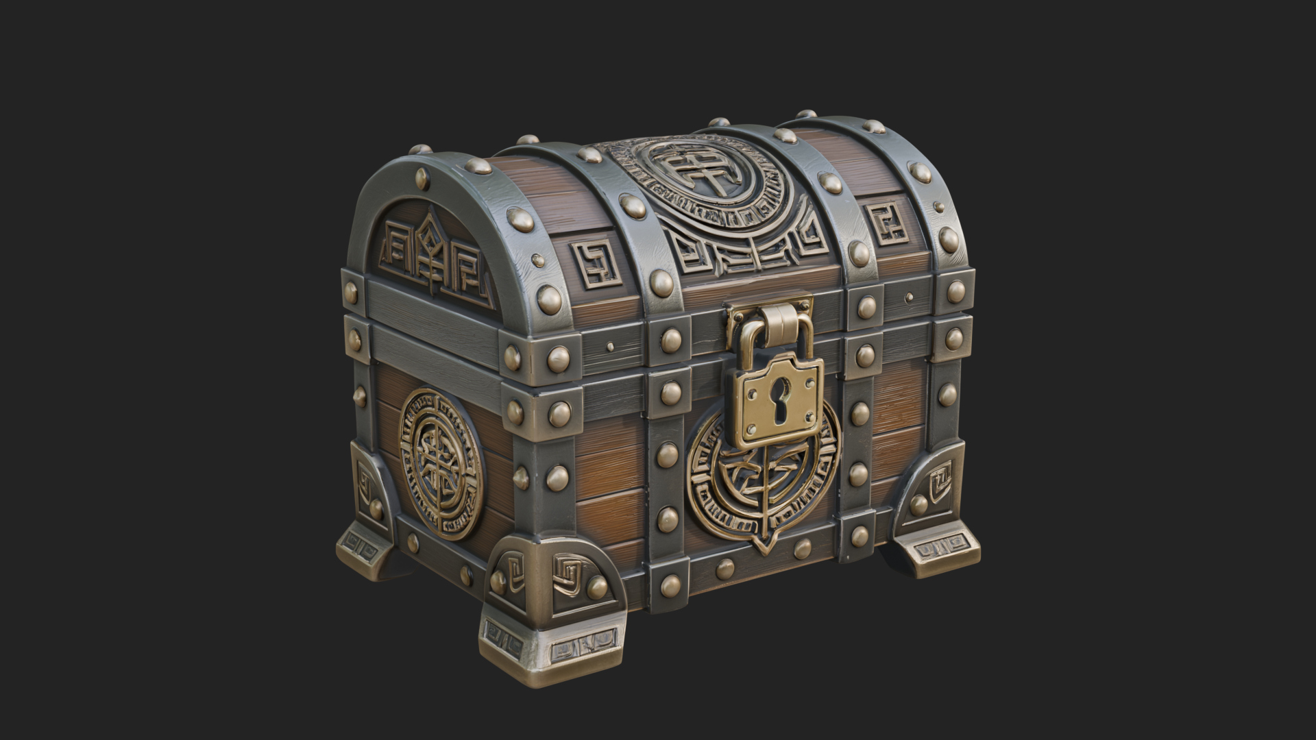 Carved Treasure Chest Model Design 9 3D Print Model 3D Model