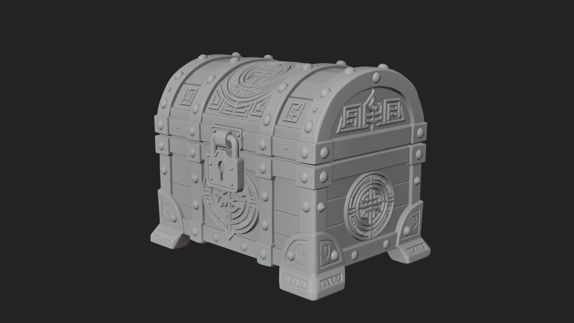 Carved Treasure Chest Model Design 9 3D Print Model 3D Model