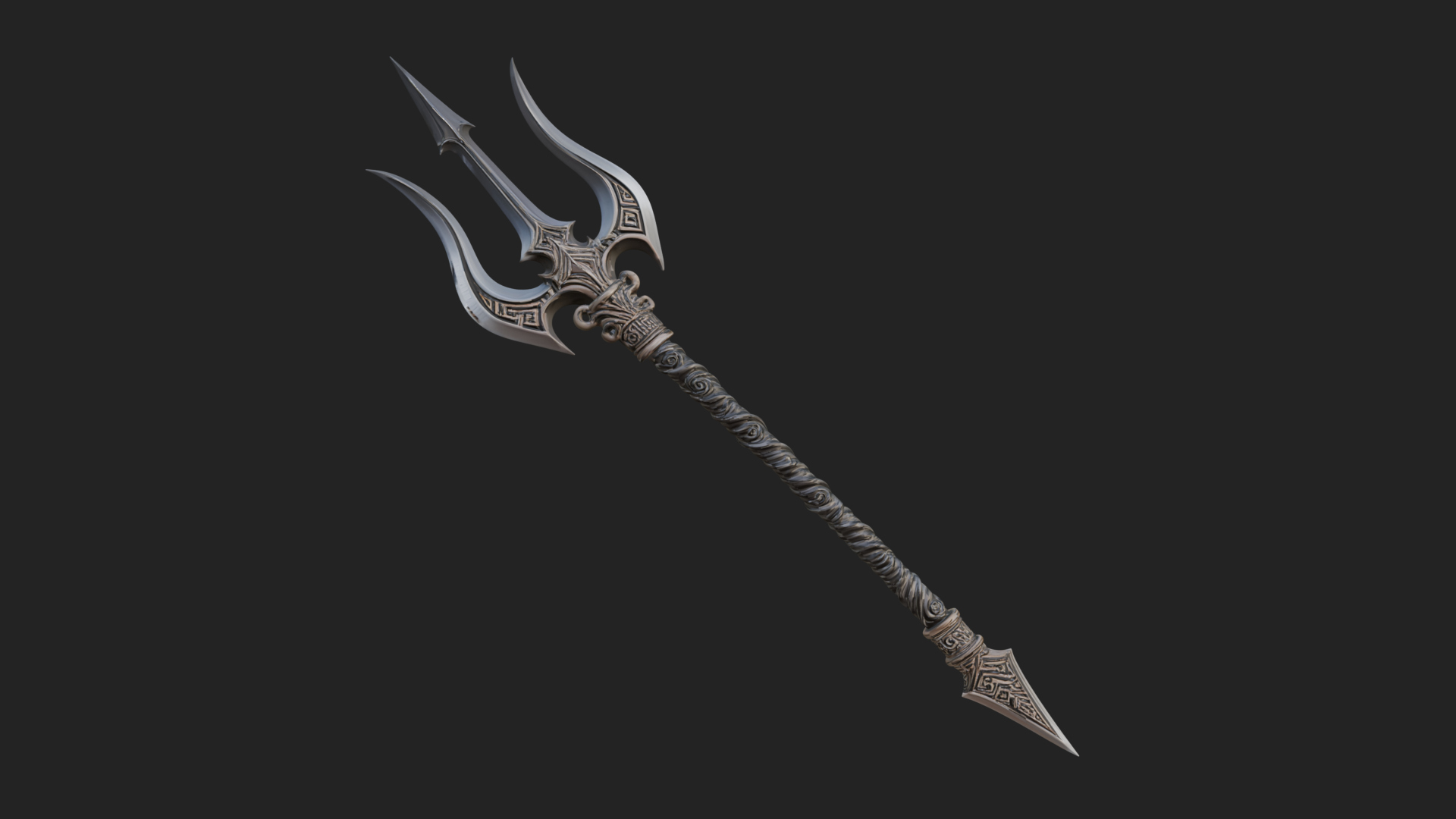 Carved Trident Spear Model Design 1 3D Print Model 3D Model