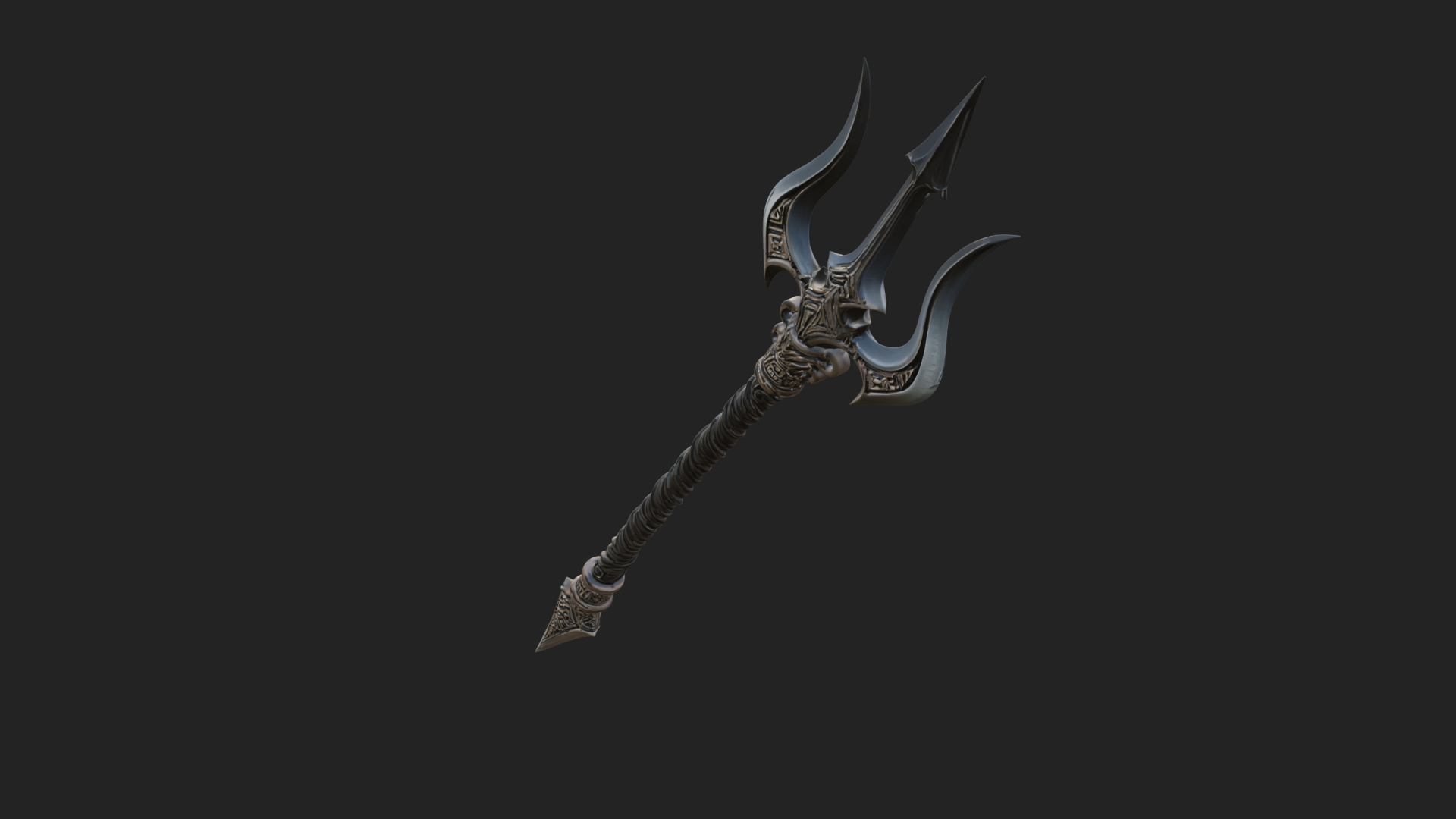 Carved Trident Spear Model Design 1 3D Print Model 3D Model