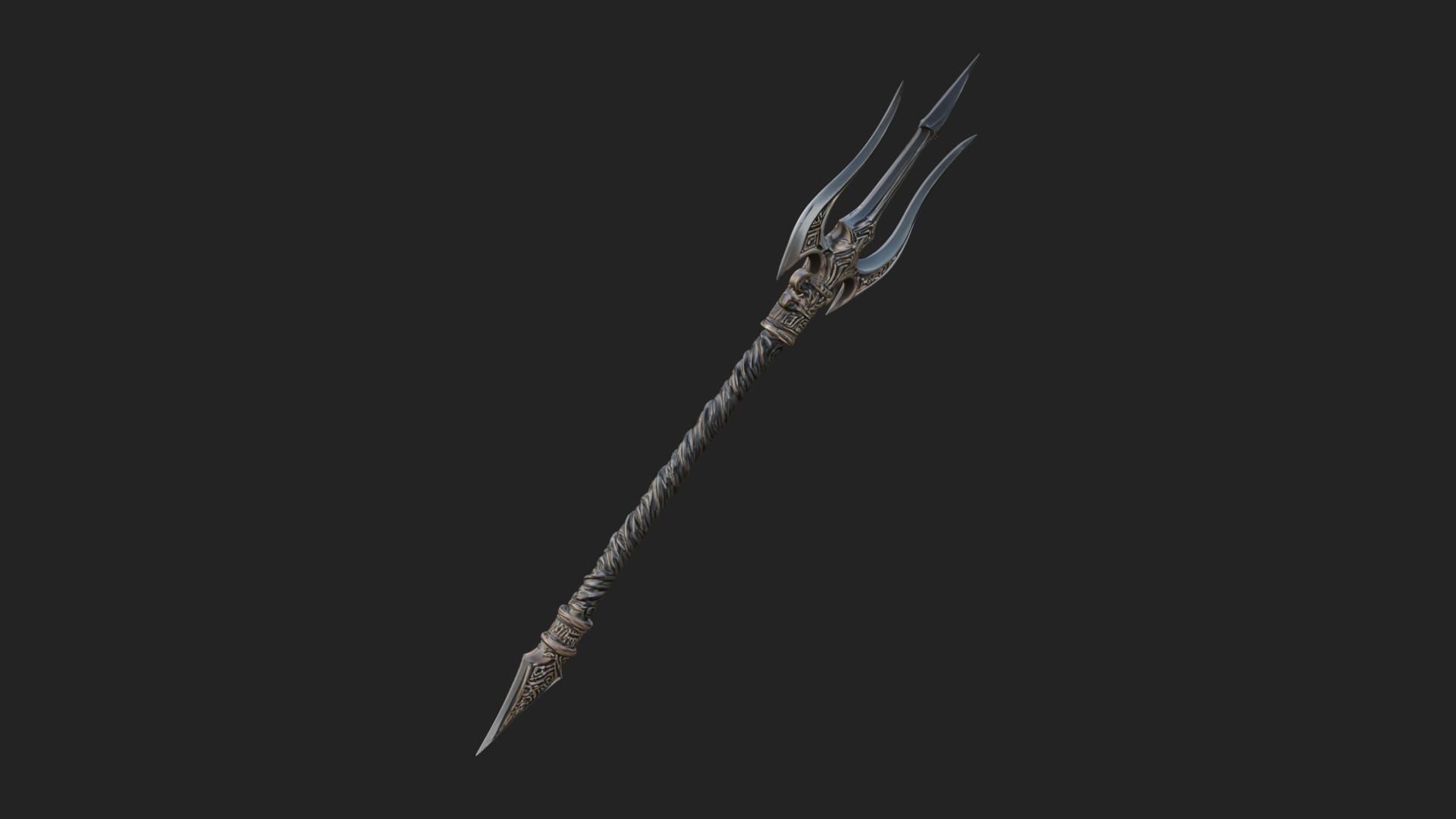 Carved Trident Spear Model Design 1 3D Print Model 3D Model