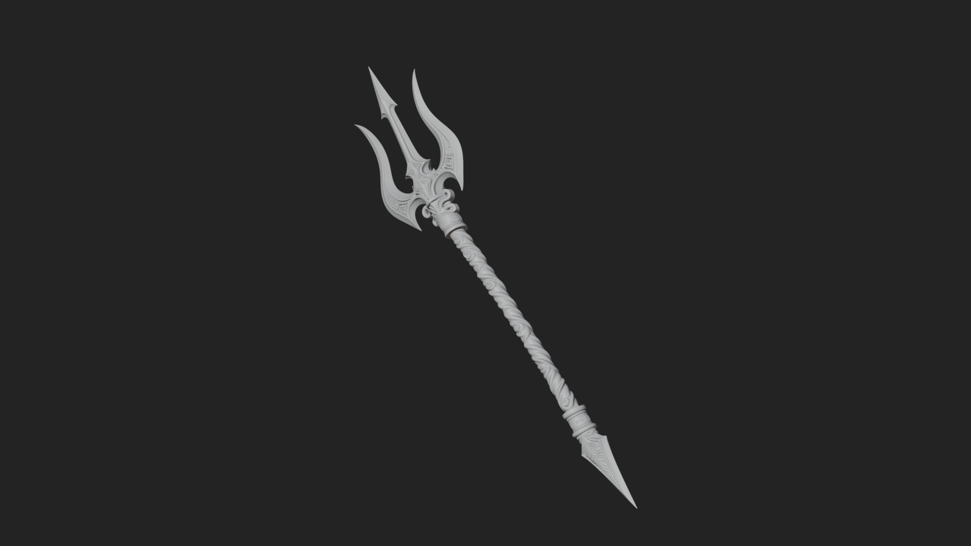 Carved Trident Spear Model Design 1 3D Print Model 3D Model