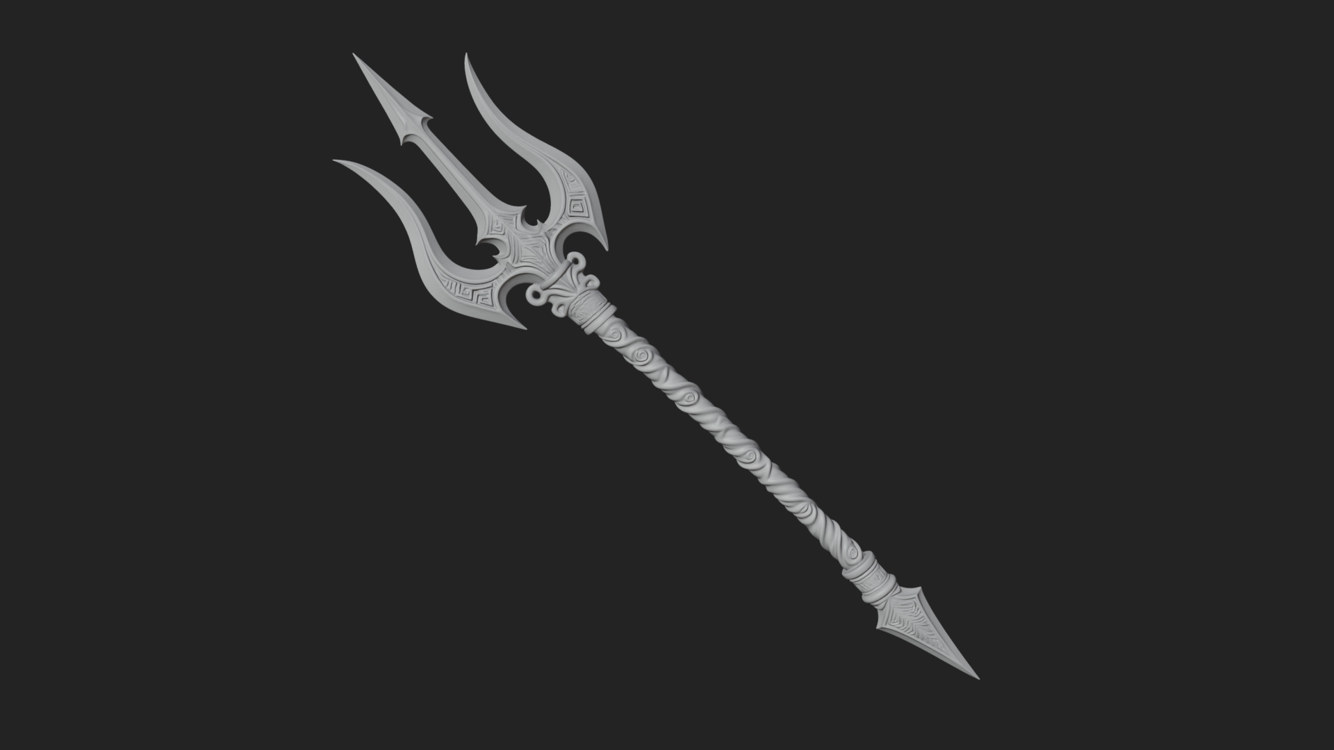 Carved Trident Spear Model Design 1 3D Print Model 3D Model
