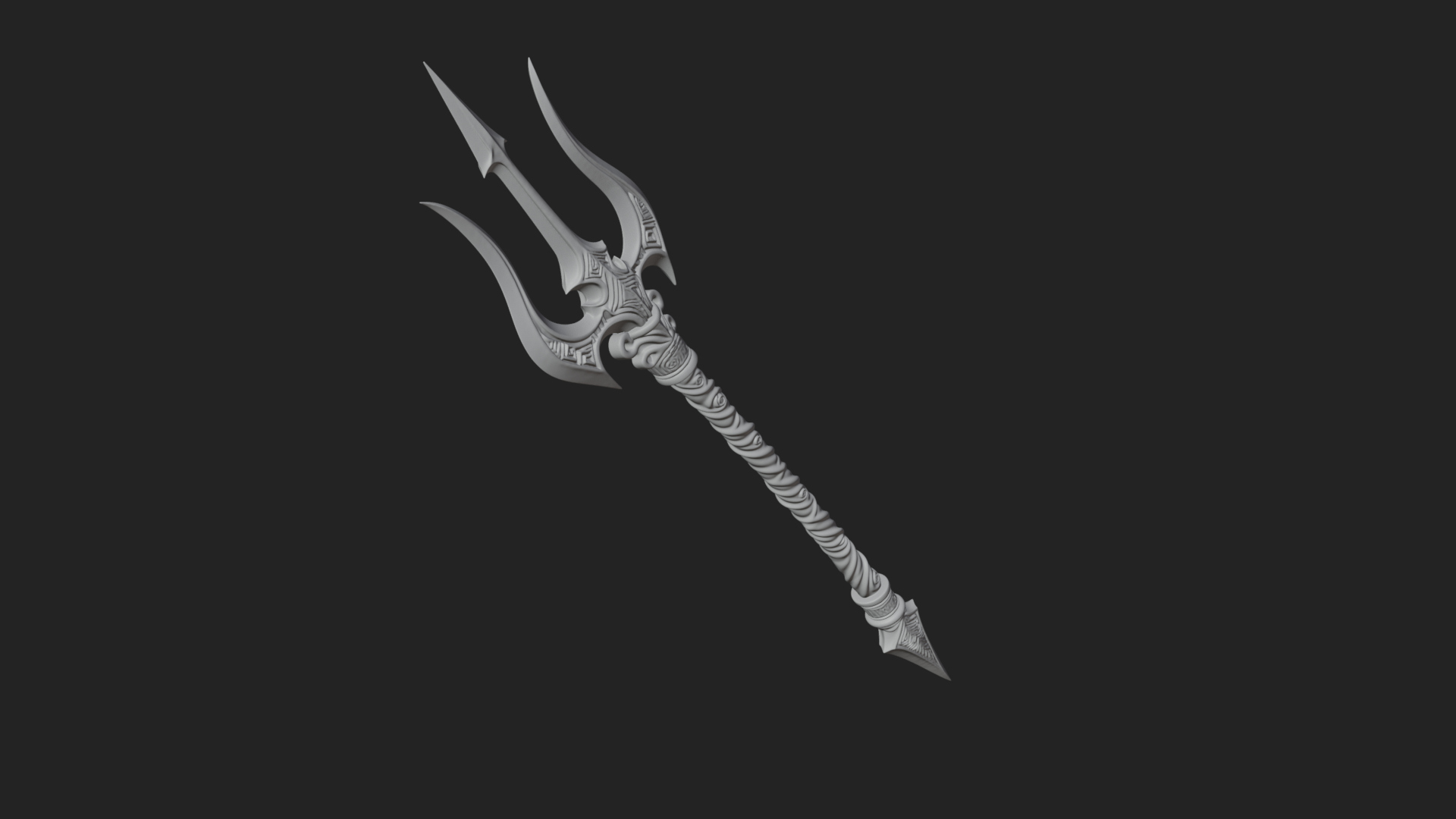 Carved Trident Spear Model Design 1 3D Print Model 3D Model