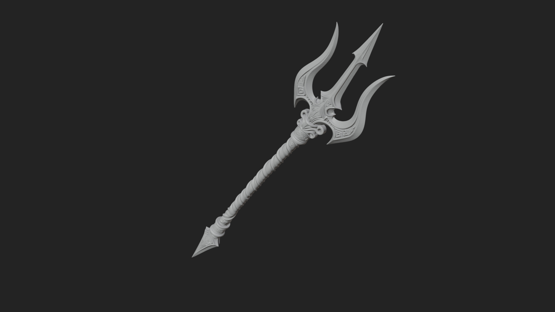 Carved Trident Spear Model Design 1 3D Print Model 3D Model