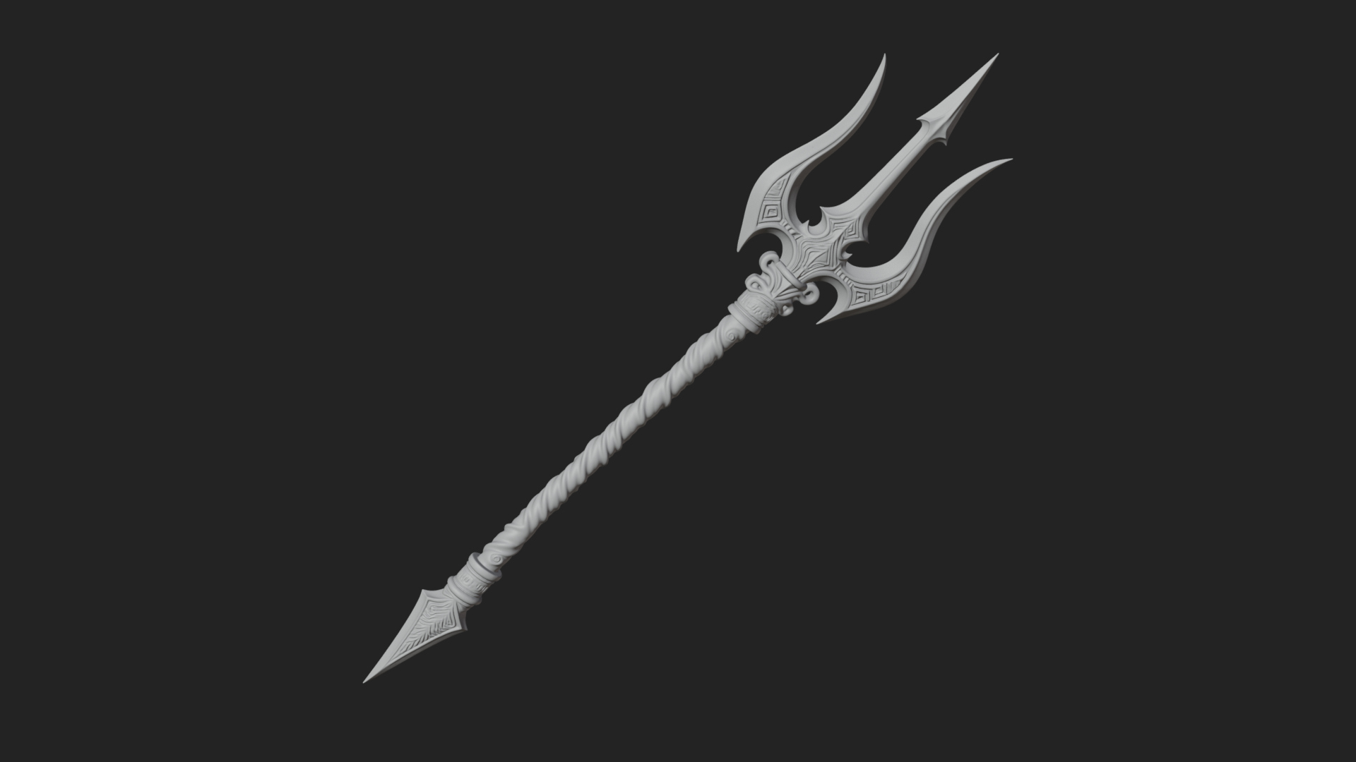 Carved Trident Spear Model Design 1 3D Print Model 3D Model