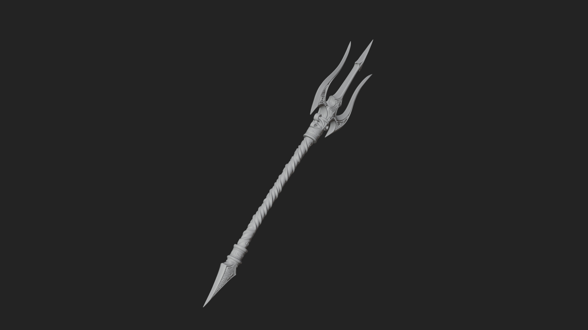 Carved Trident Spear Model Design 1 3D Print Model 3D Model