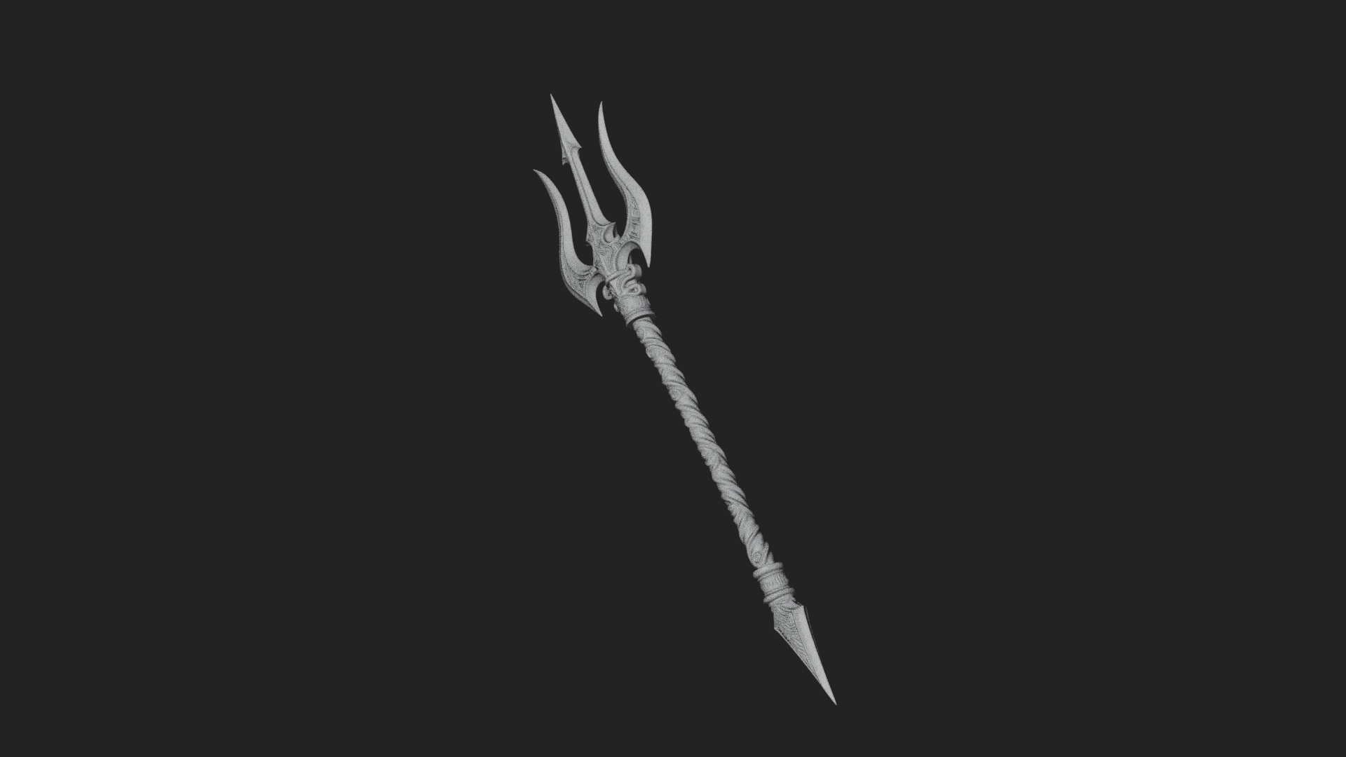 Carved Trident Spear Model Design 1 3D Print Model 3D Model