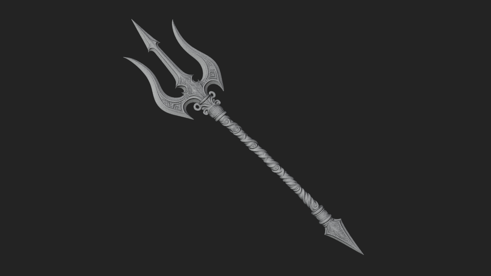 Carved Trident Spear Model Design 1 3D Print Model 3D Model