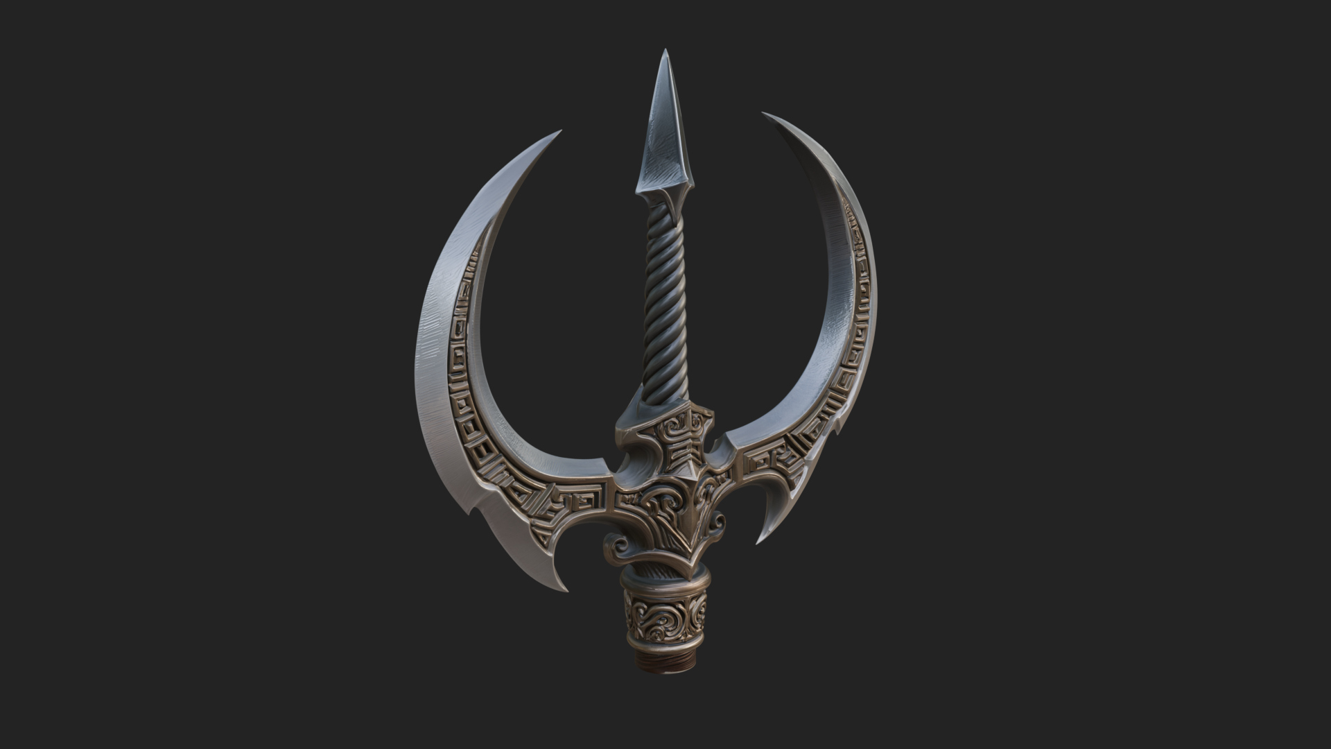Carved Trident Spear Model Design 2 3D Print Model 3D Model
