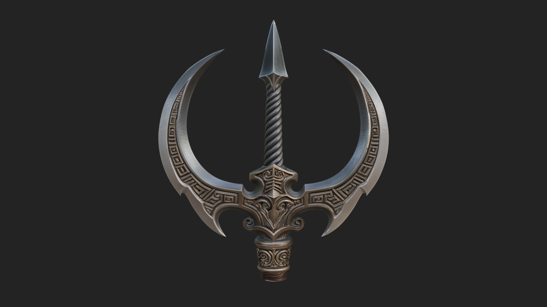 Carved Trident Spear Model Design 2 3D Print Model 3D Model