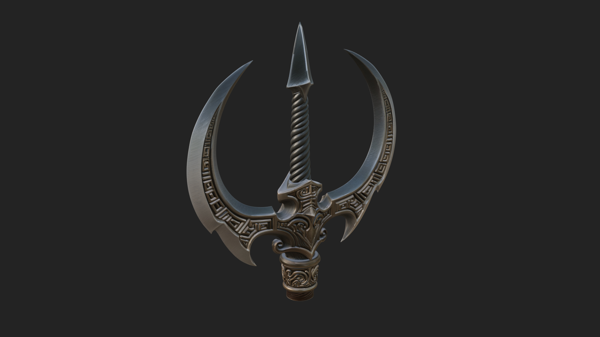 Carved Trident Spear Model Design 2 3D Print Model 3D Model