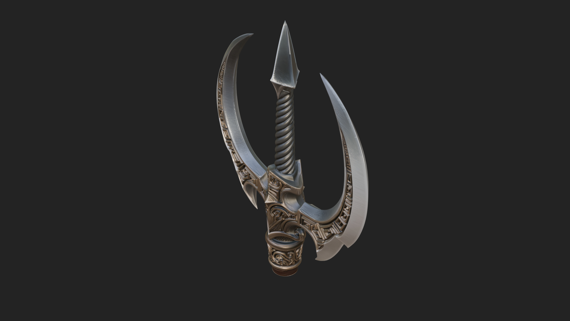 Carved Trident Spear Model Design 2 3D Print Model 3D Model