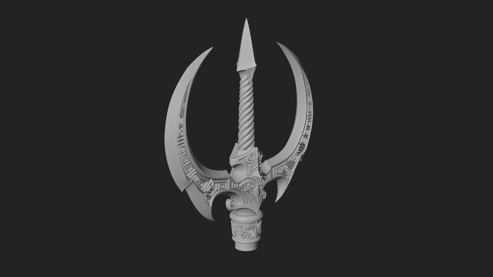 Carved Trident Spear Model Design 2 3D Print Model 3D Model