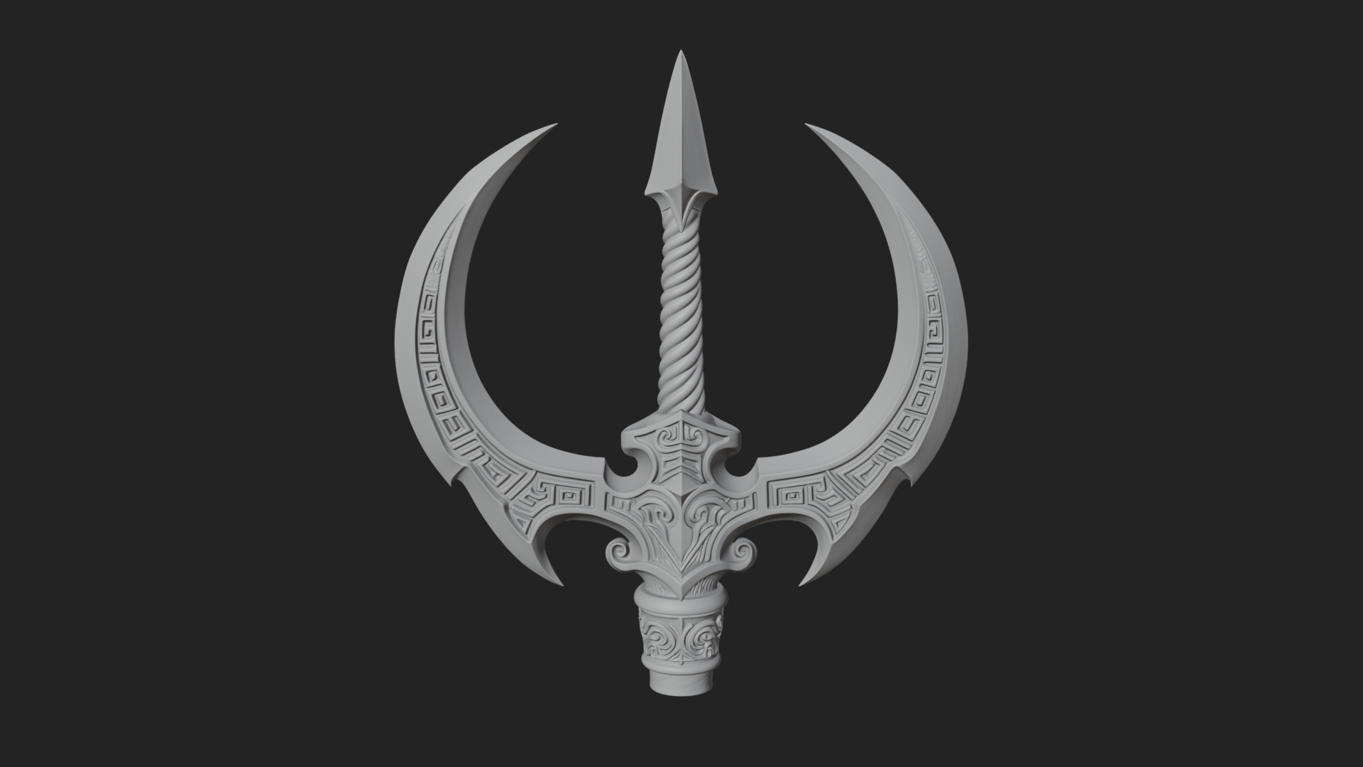 Carved Trident Spear Model Design 2 3D Print Model 3D Model