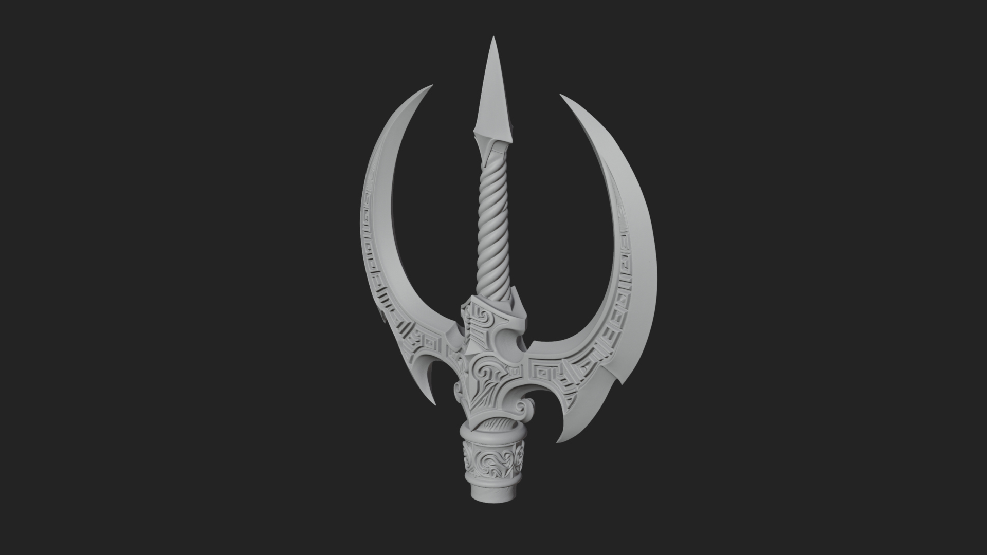 Carved Trident Spear Model Design 2 3D Print Model 3D Model