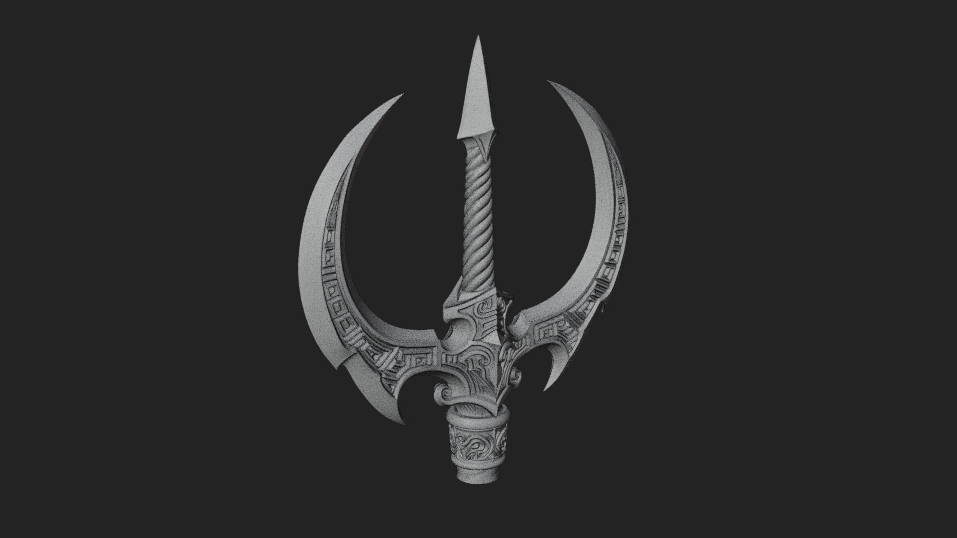 Carved Trident Spear Model Design 2 3D Print Model 3D Model