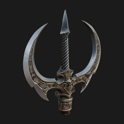 Carved Trident Spear Model Design 2 3D Print Model