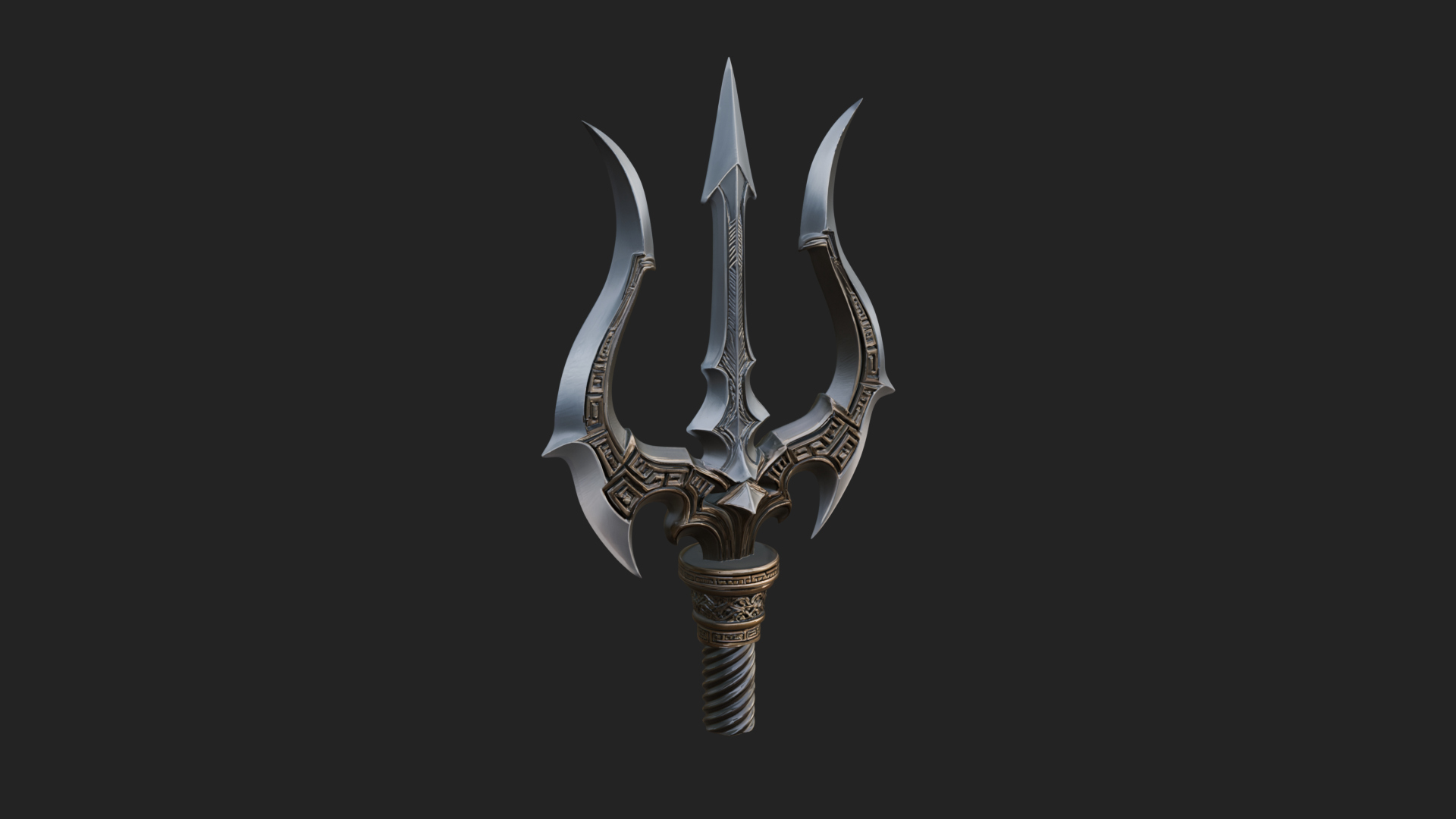 Carved Trident Spear Model Design 3 3D Print Model 3D Model