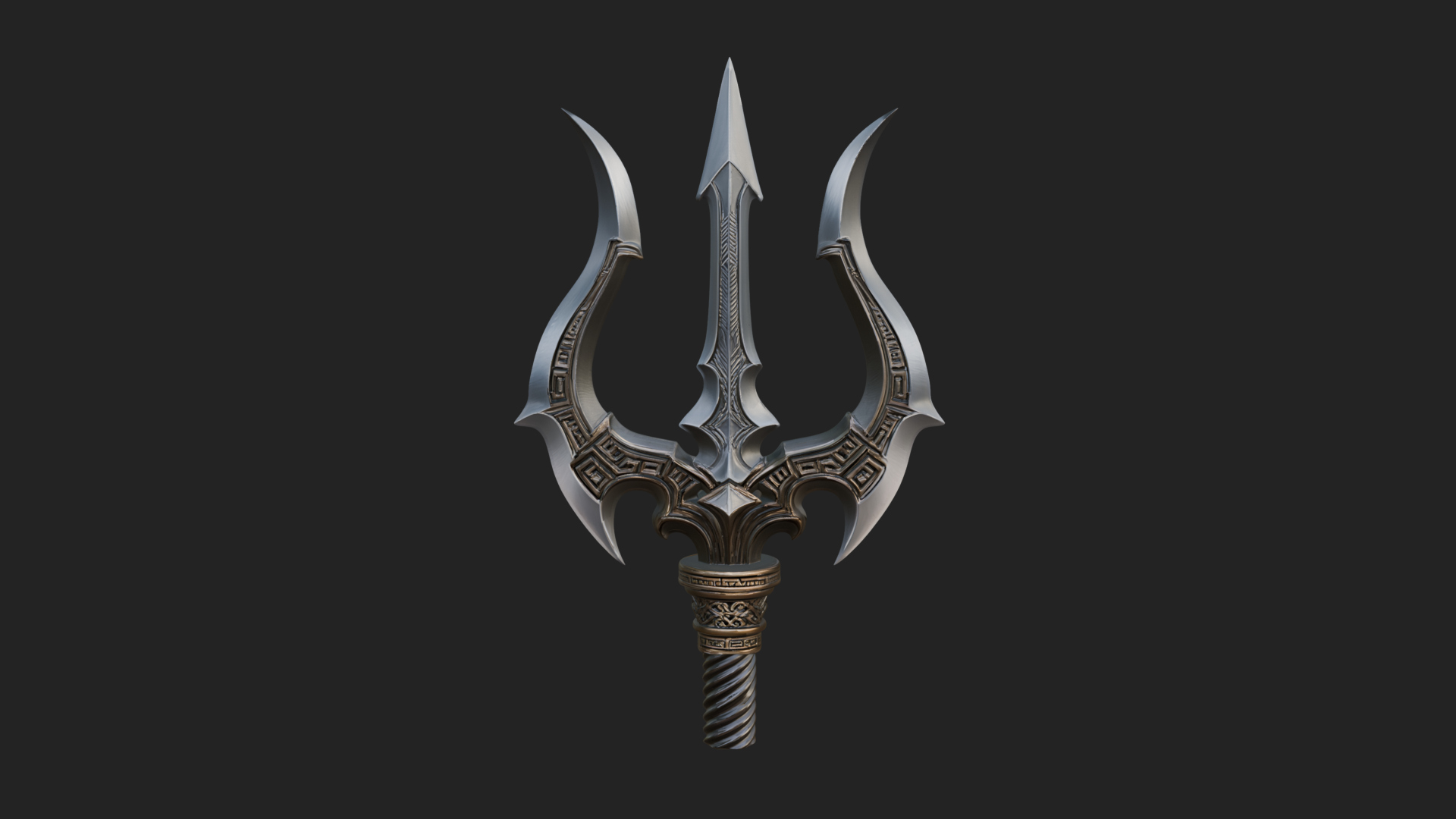 Carved Trident Spear Model Design 3 3D Print Model 3D Model