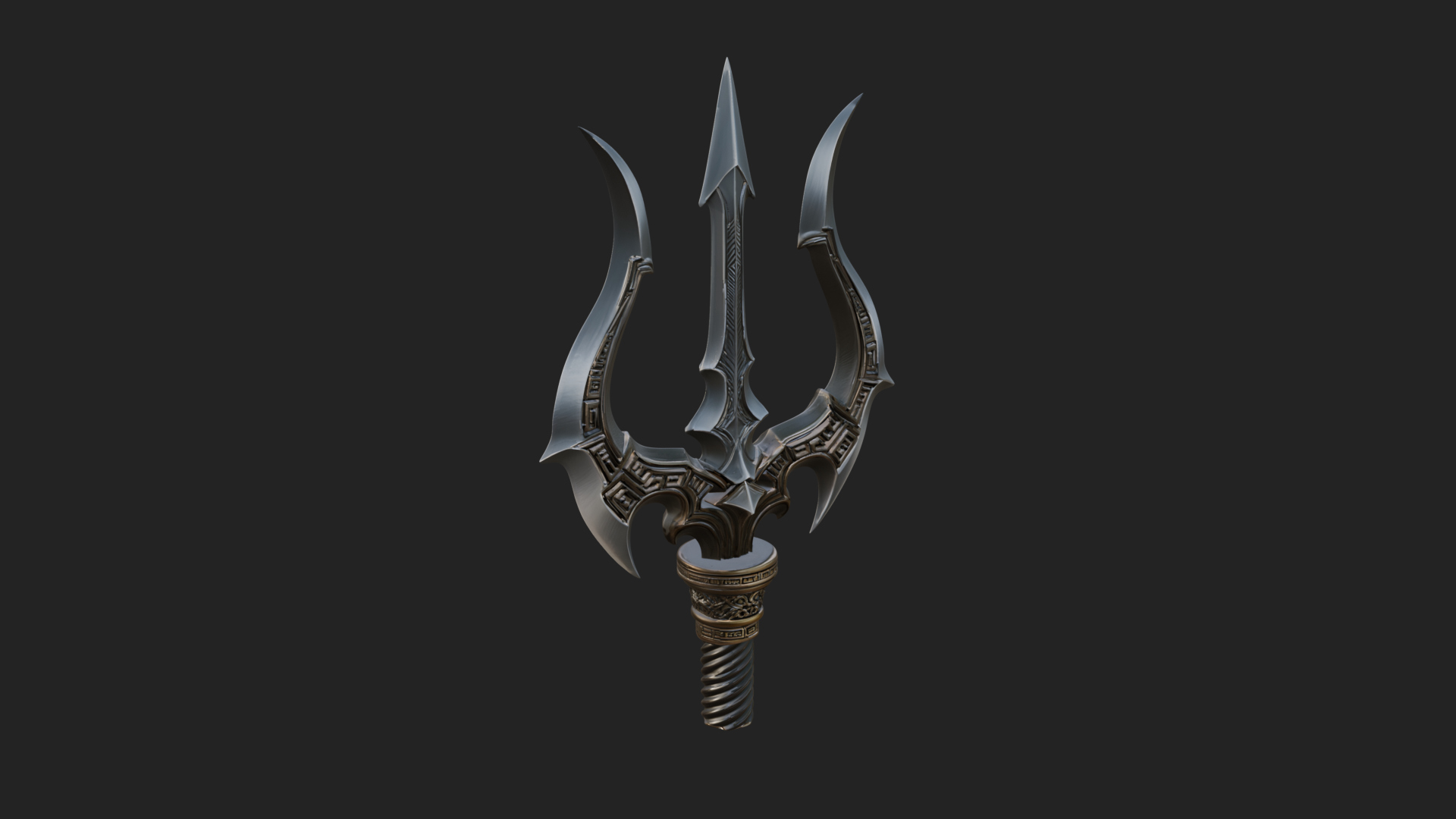 Carved Trident Spear Model Design 3 3D Print Model 3D Model