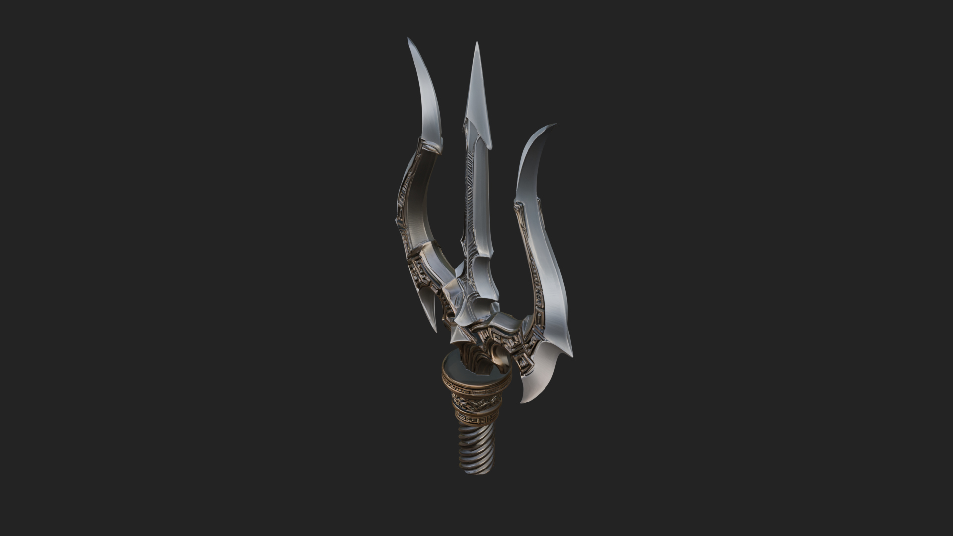 Carved Trident Spear Model Design 3 3D Print Model 3D Model