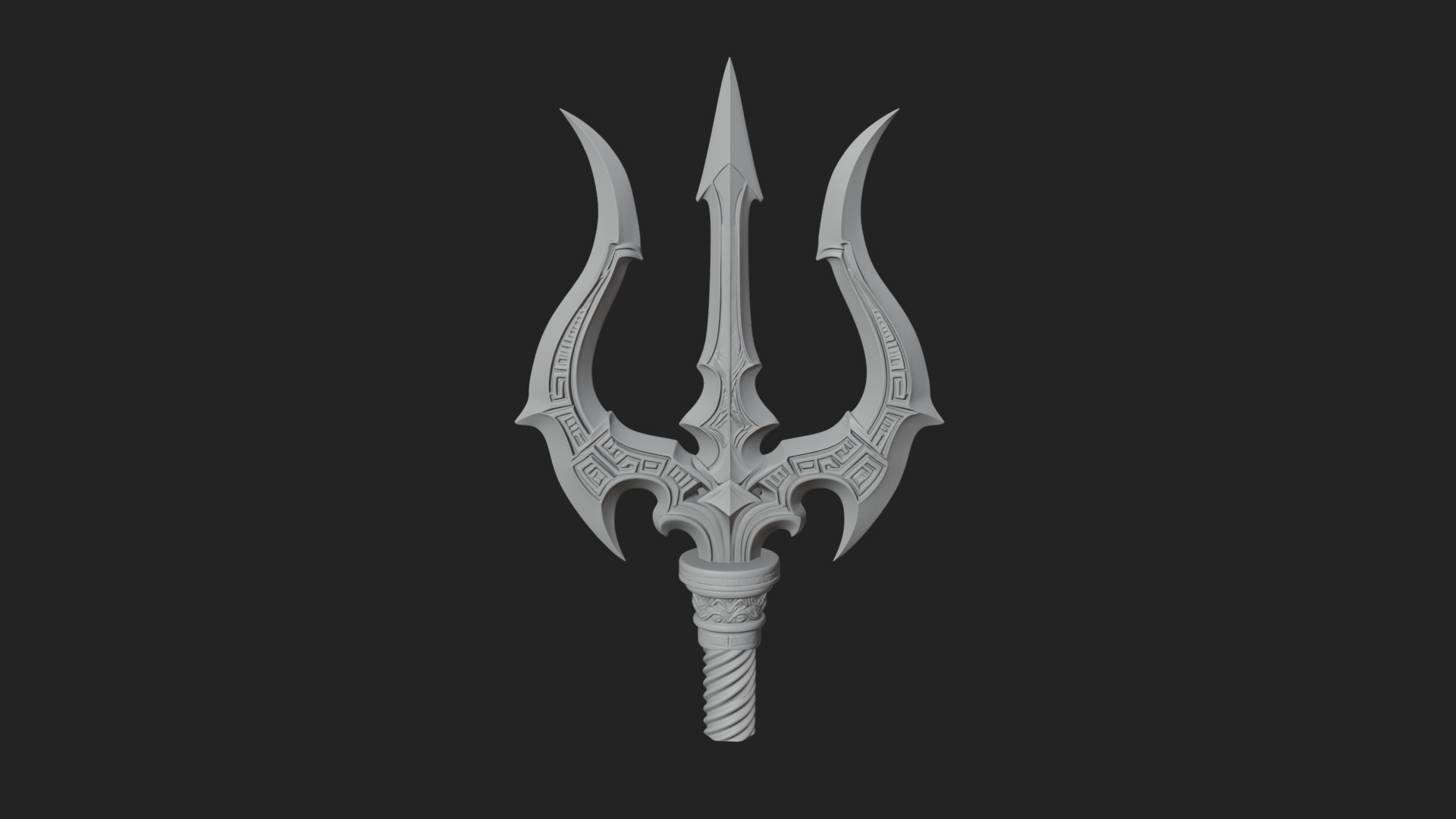 Carved Trident Spear Model Design 3 3D Print Model 3D Model