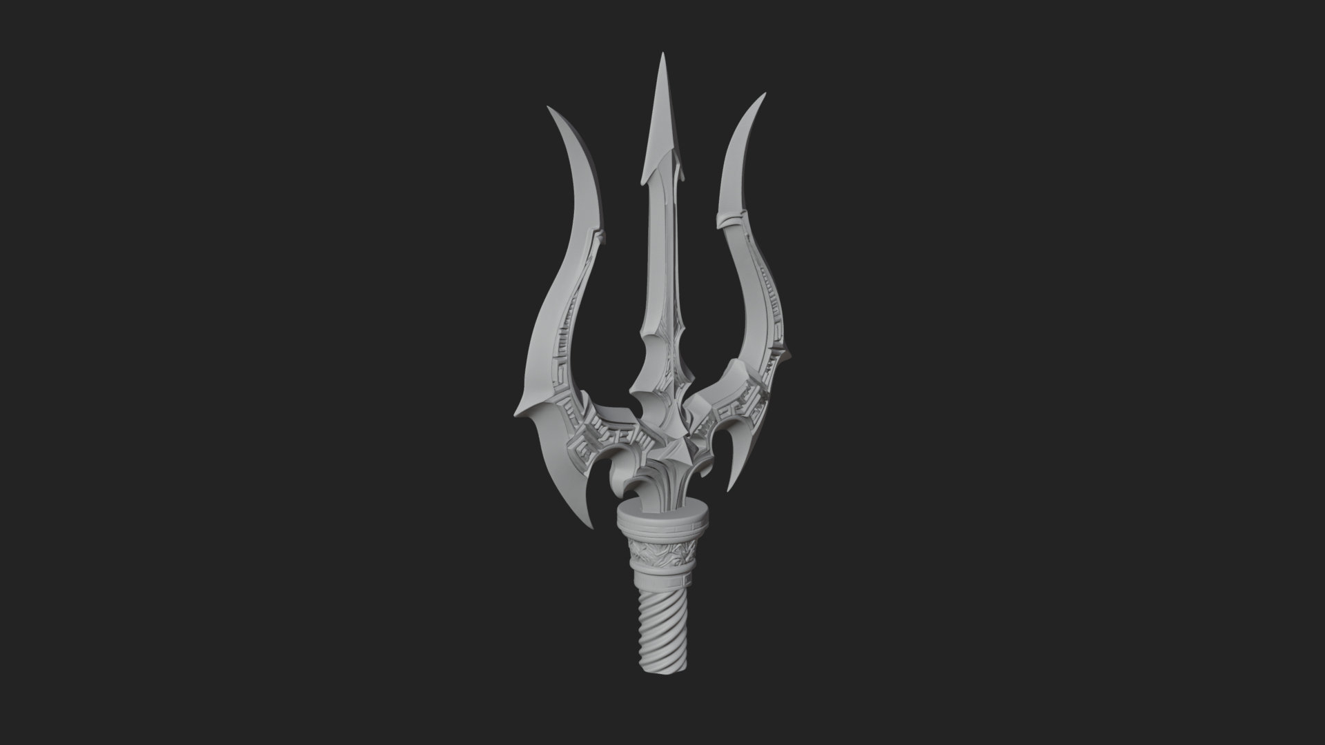 Carved Trident Spear Model Design 3 3D Print Model 3D Model