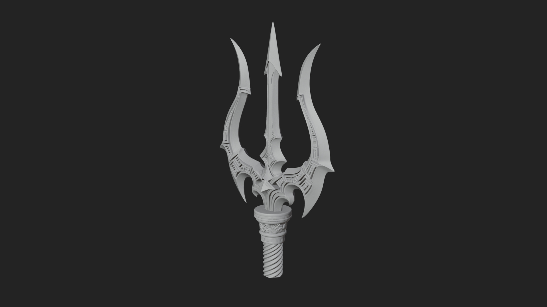 Carved Trident Spear Model Design 3 3D Print Model 3D Model