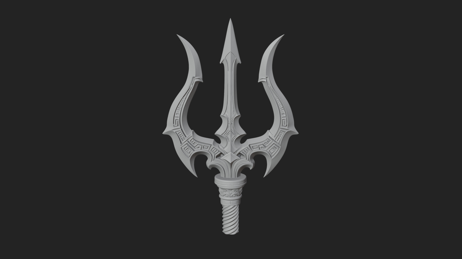 Carved Trident Spear Model Design 3 3D Print Model 3D Model
