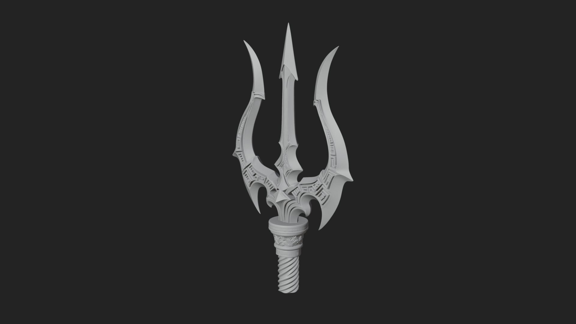 Carved Trident Spear Model Design 3 3D Print Model 3D Model