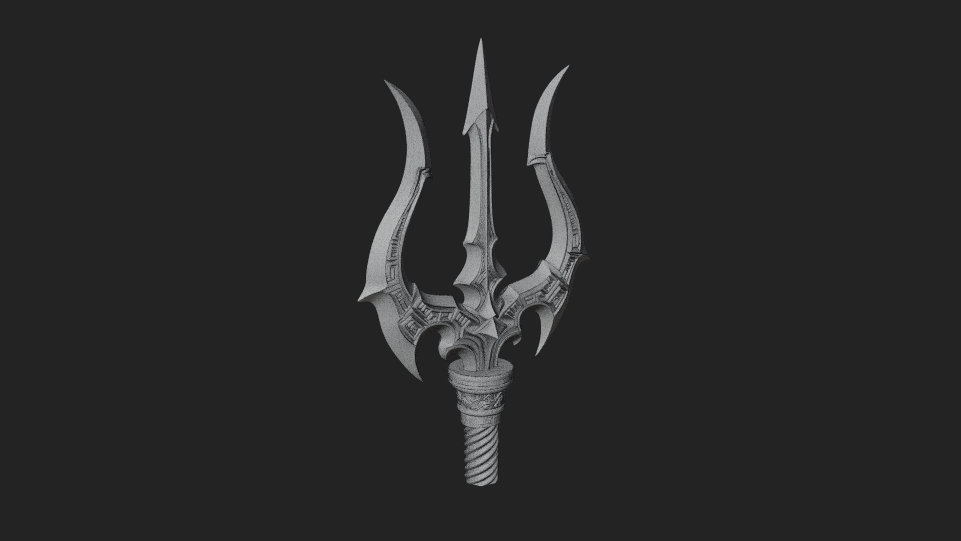 Carved Trident Spear Model Design 3 3D Print Model 3D Model