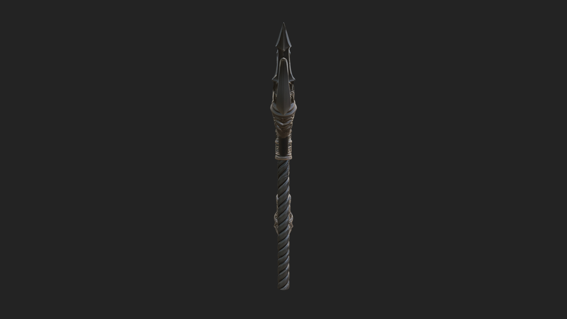 Carved Trident Spear Model Design 4 3D Print Model 3D Model