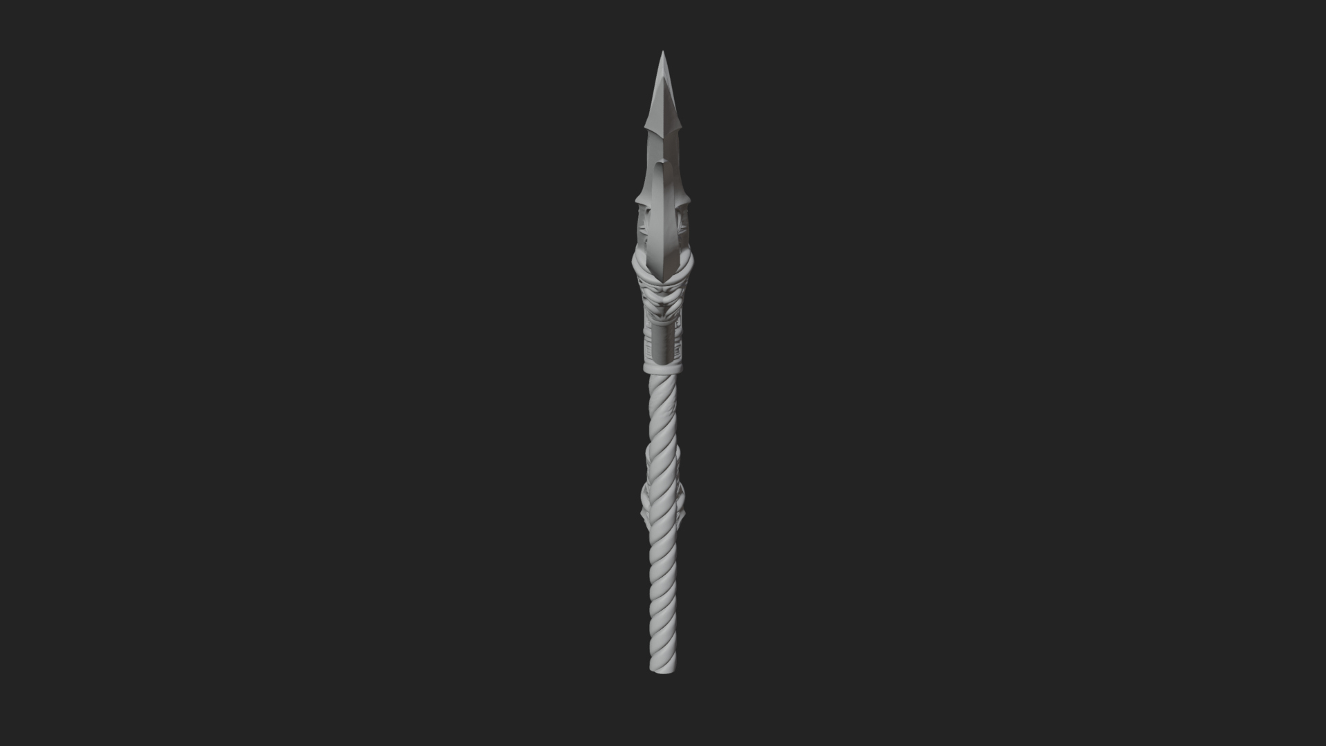 Carved Trident Spear Model Design 4 3D Print Model 3D Model