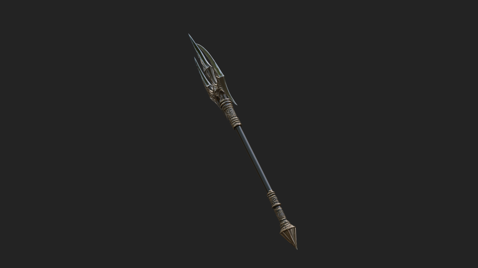 Carved Trident Spear Model Design 5 3D Print Model 3D Model