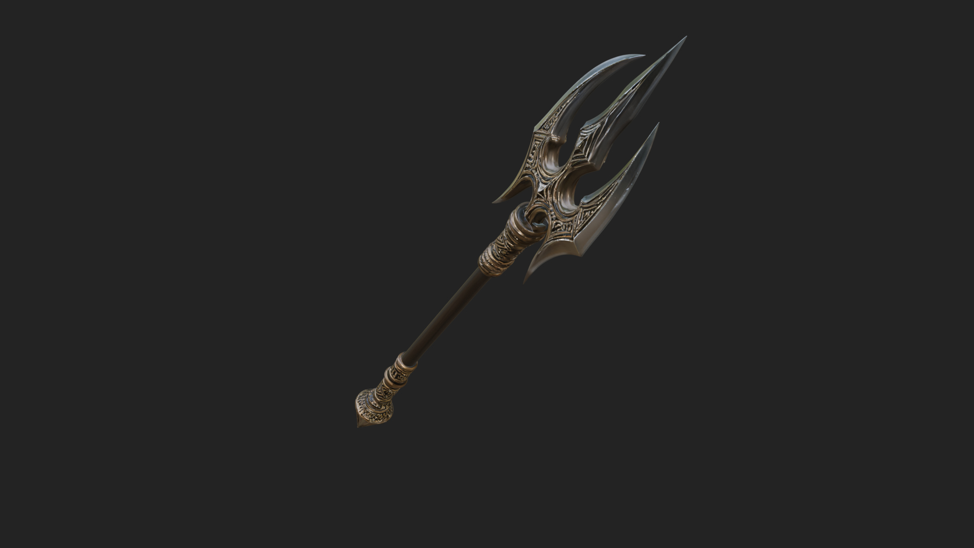 Carved Trident Spear Model Design 5 3D Print Model 3D Model