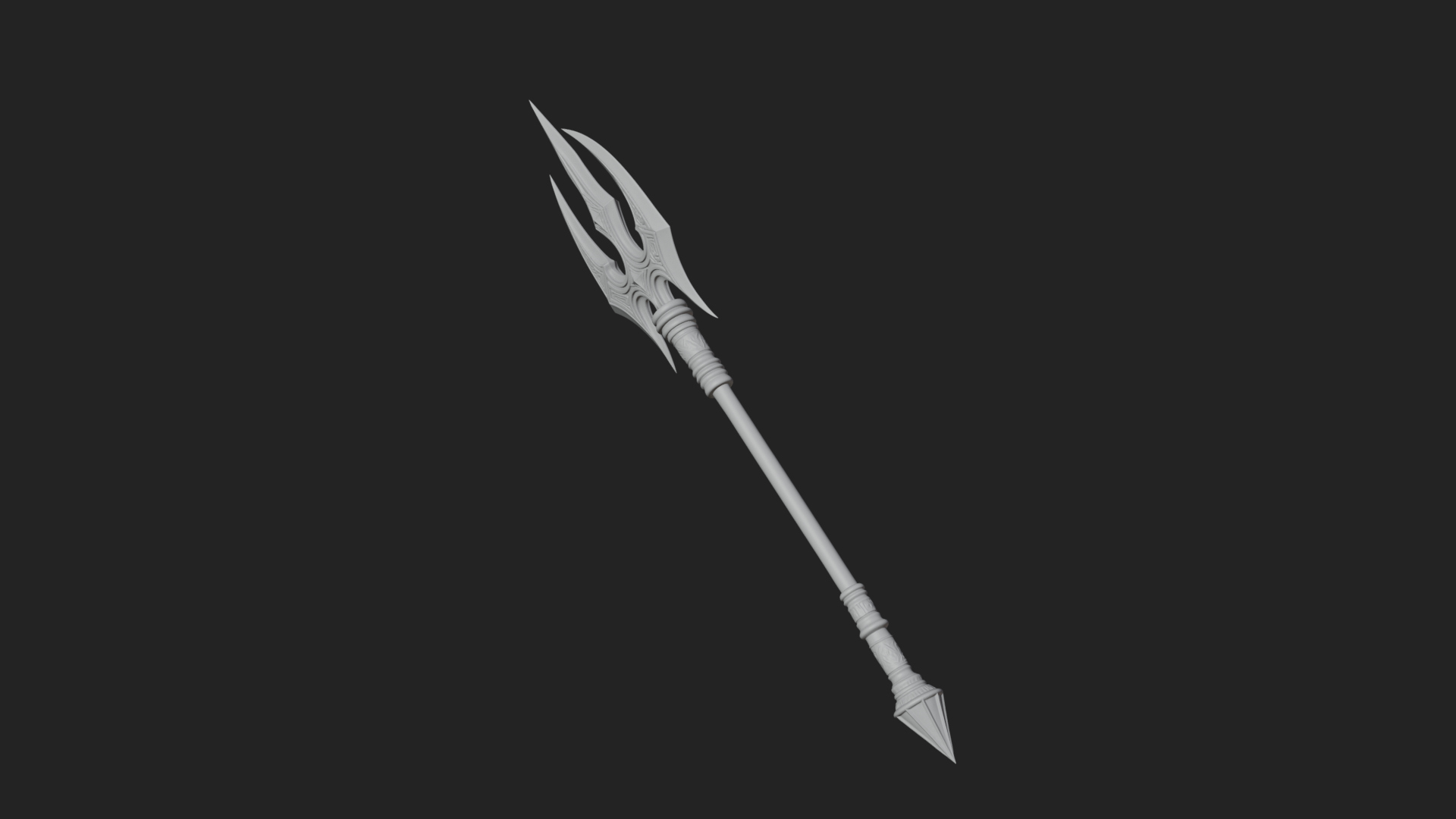 Carved Trident Spear Model Design 5 3D Print Model 3D Model