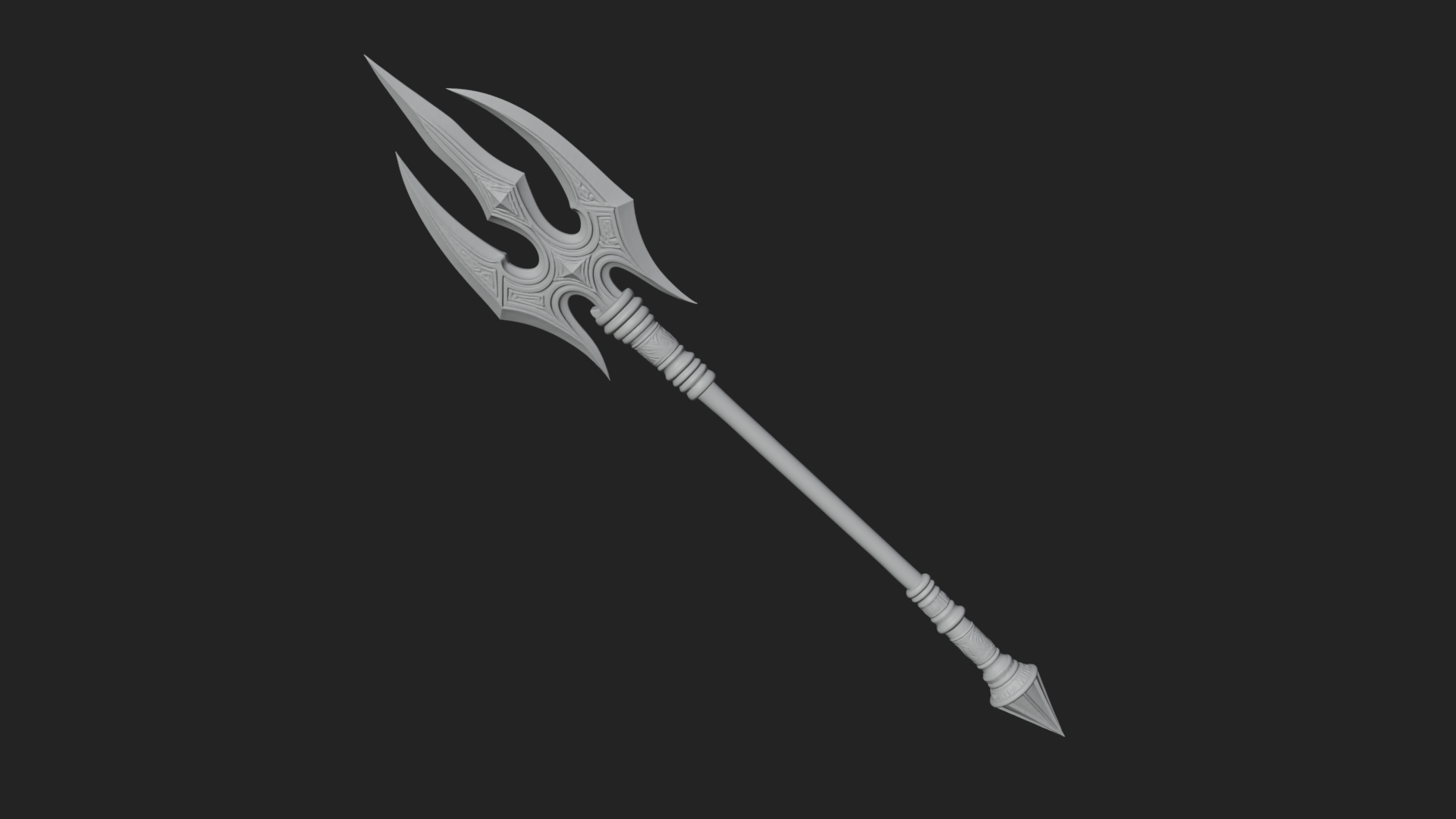 Carved Trident Spear Model Design 5 3D Print Model 3D Model